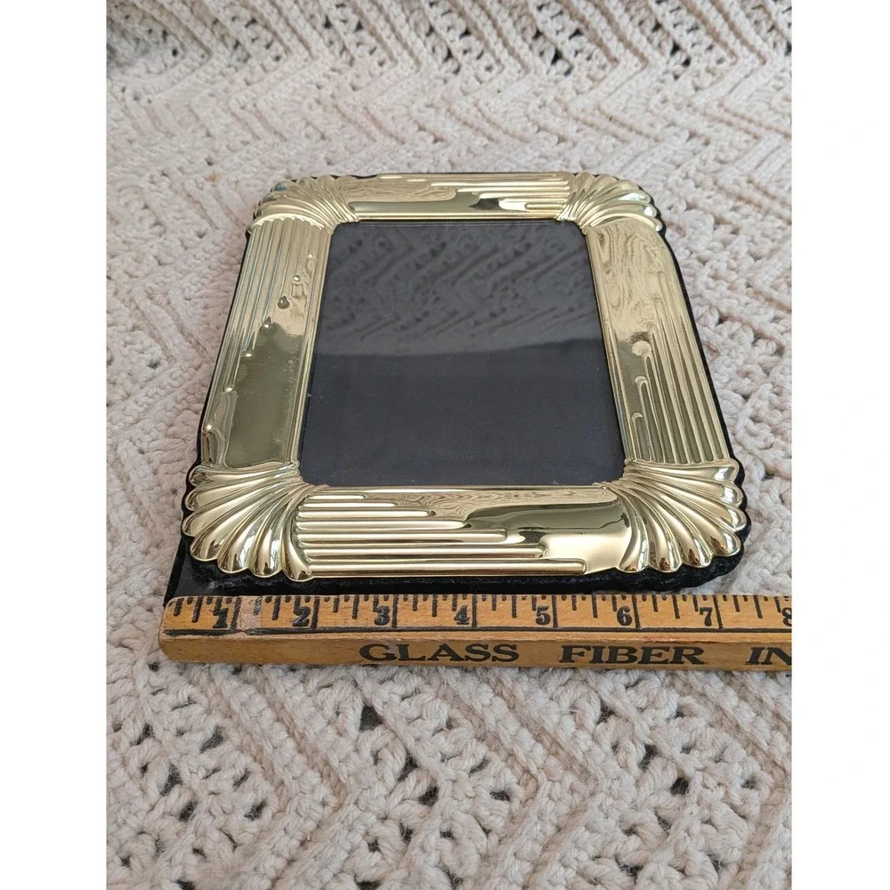Vintage Gold Art Deco Picture Frame Ribbed Fan Corner 5x7 Hollywood Regency